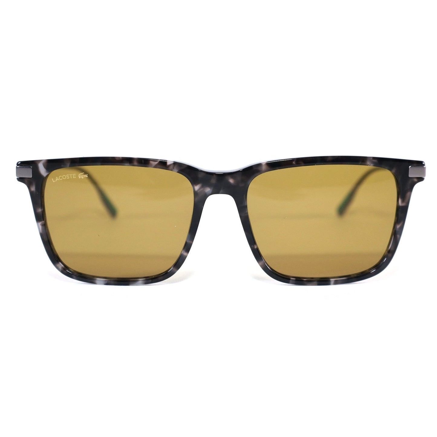 Lacoste Square Men’s Sunglasses – Grey Havana / Green-Gold