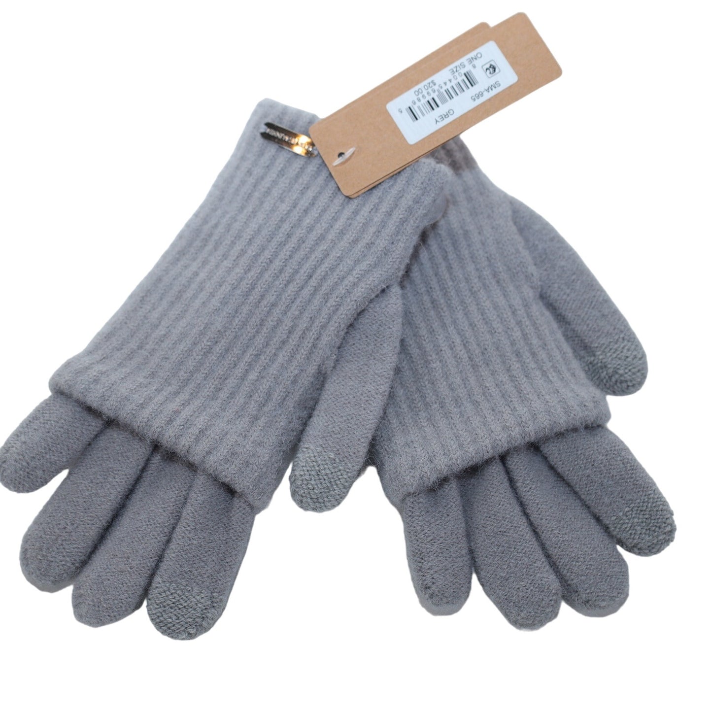 Steve Madden EZ Tap Ribbed Knit Womens Gloves - Grey  - One Size