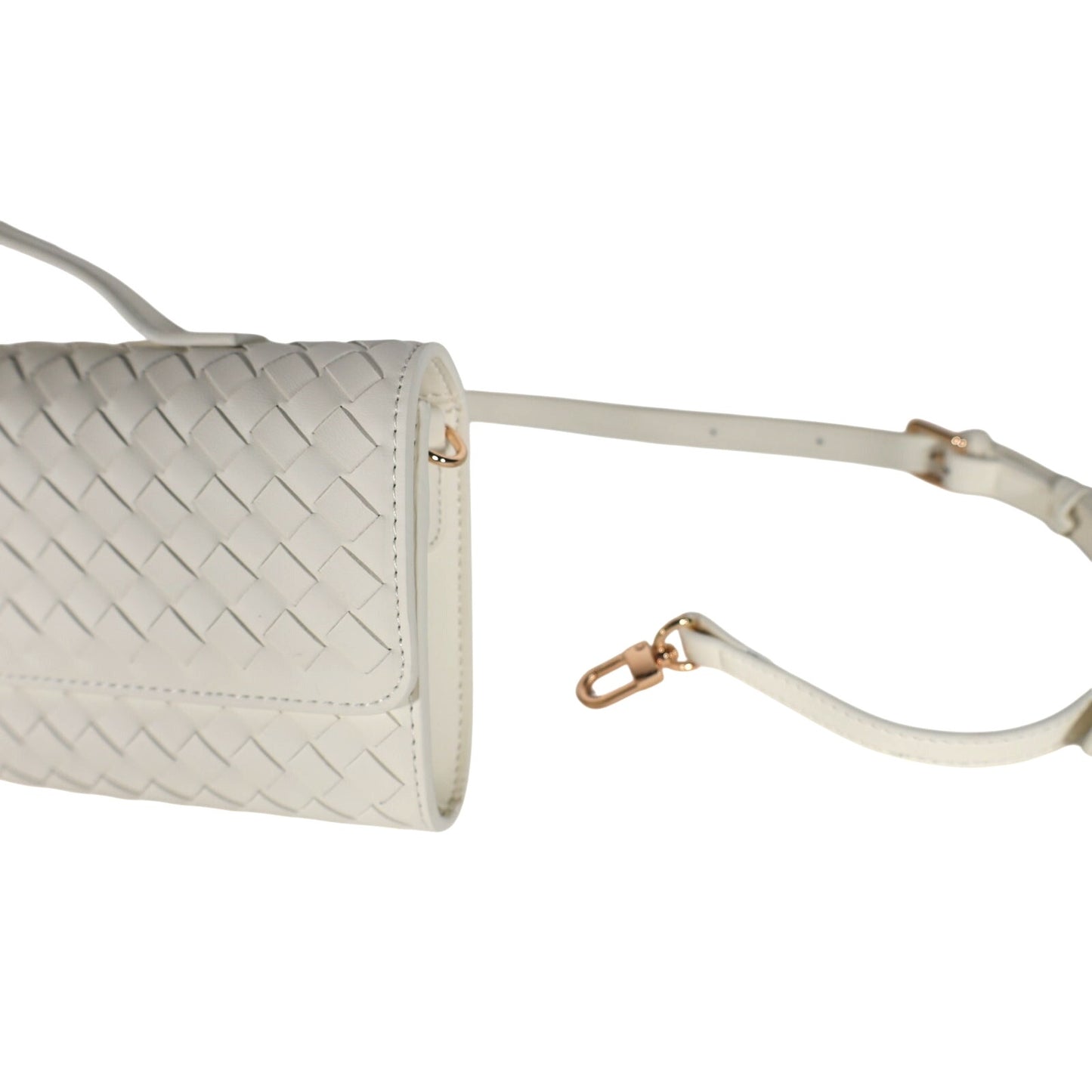 Few Moda East West Vegan Leather Clutch Bag with Crossbody Strap - Cream - NWT