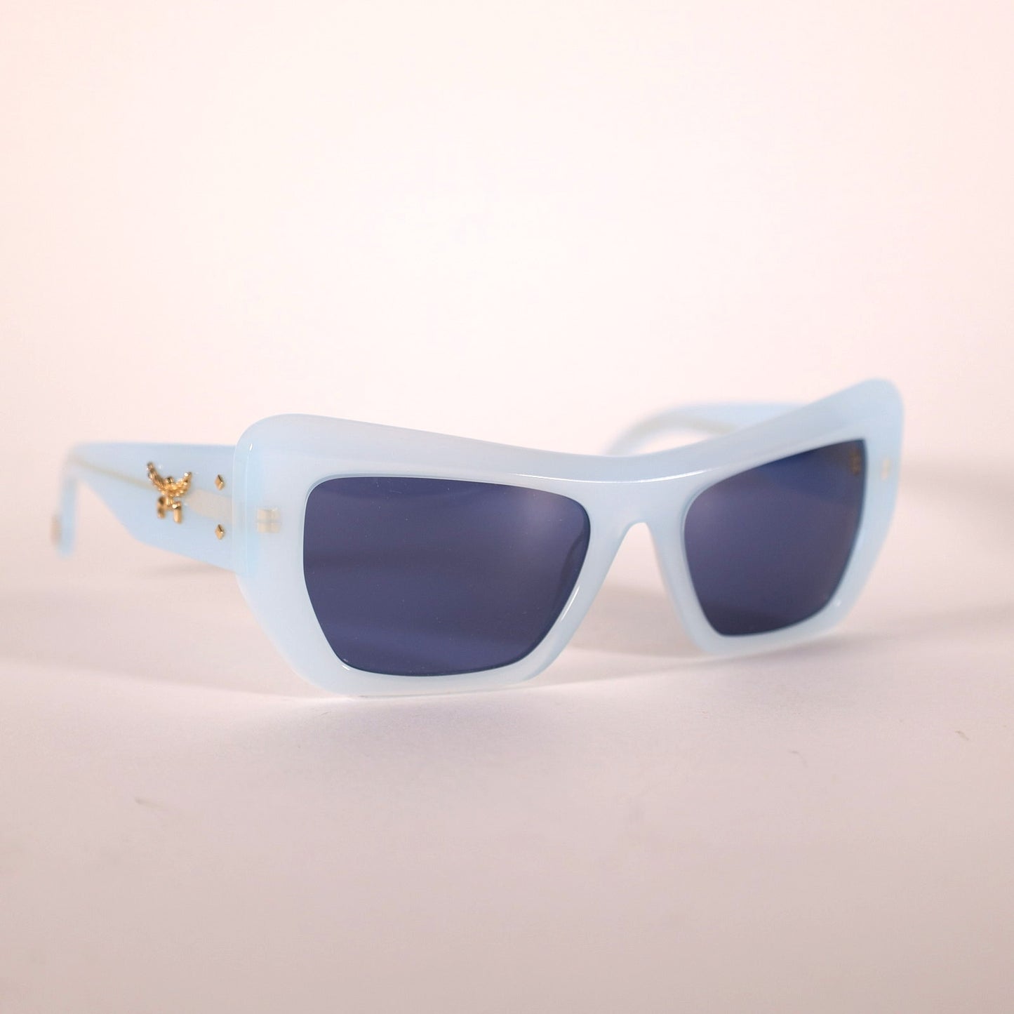 MCM Cat Eye Rectangle Sunglasses - Shiny Light Blue / Smoke