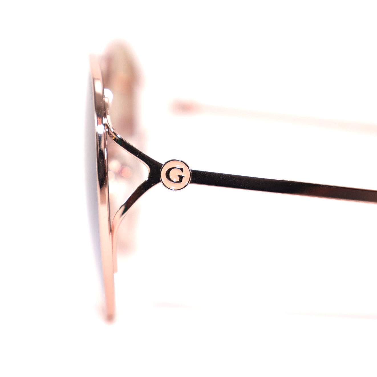 Guess Womens Round Aviator Sunglasses - Rose Gold / Smoke Mirror