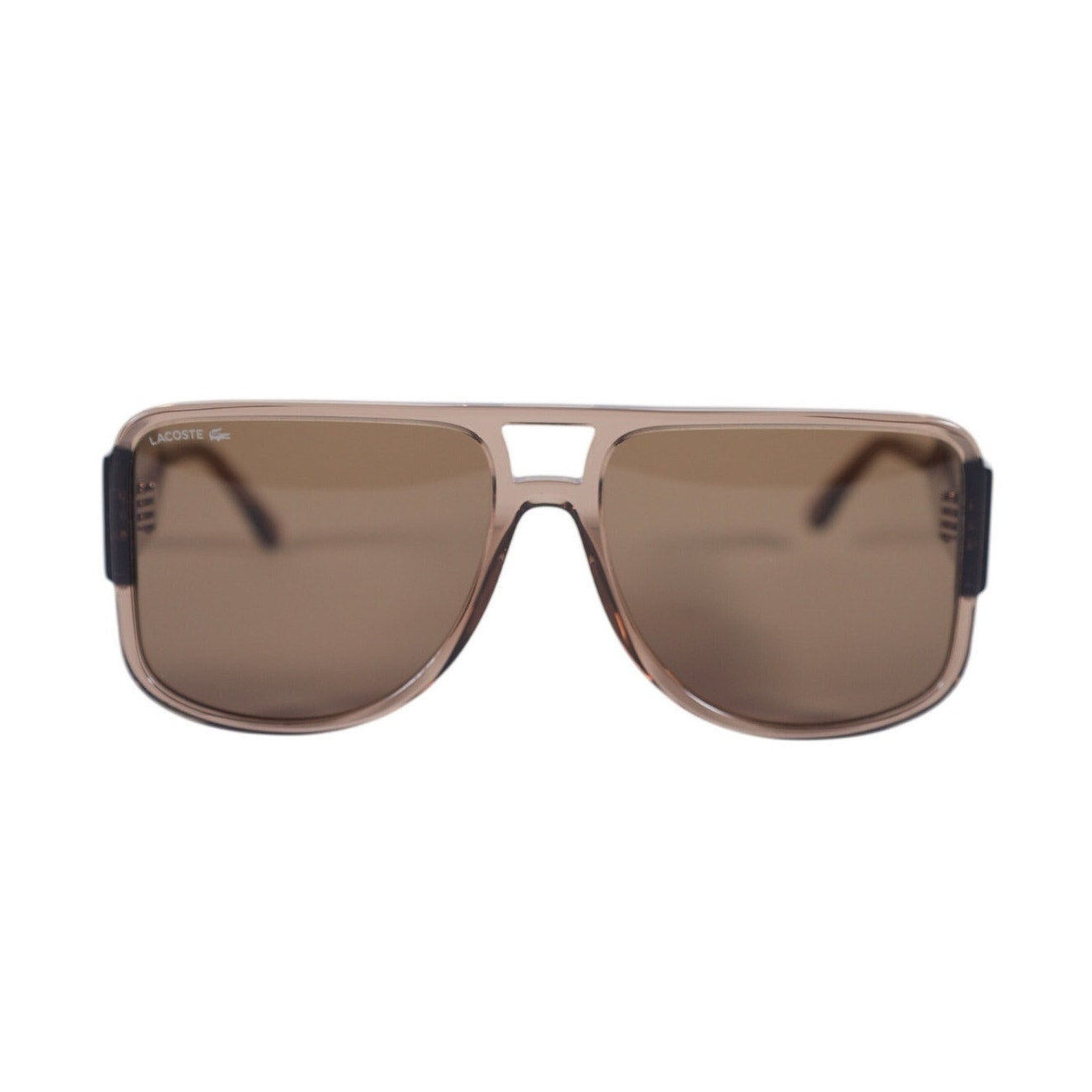 Lacoste Oversized Square Navigator Sunglasses - Light Brown / Brown