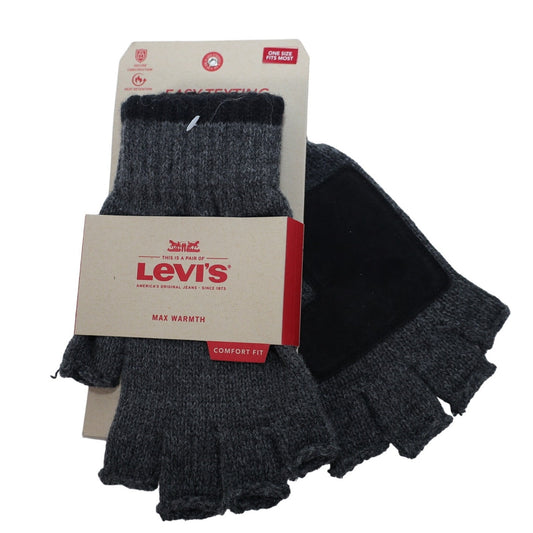 Levi's Mens Easy Texting Fingerless Knit Gloves - One Size - Grey