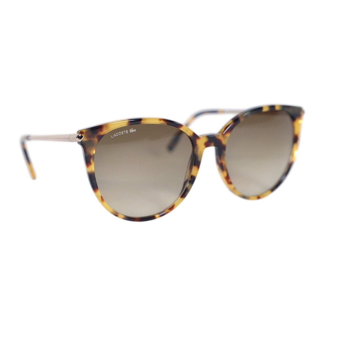 Lacoste Round Oval Oversized Women's Sunglasses - Yellow Havana / Brown