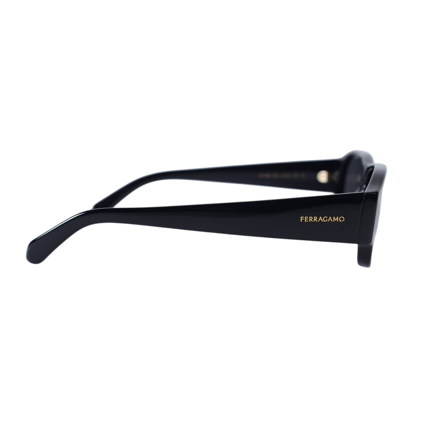 Salvatore Ferragamo Narrow Rectangle Mens Sunglasses - Black/Dark Grey