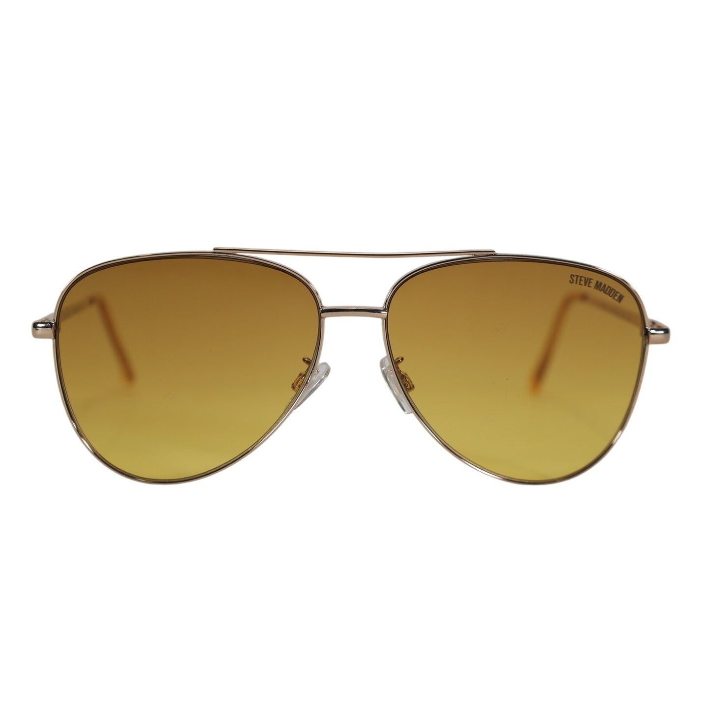 Steve Madden SANTANA Metal Aviator Sunglasses - Gold / Crystal Yellow