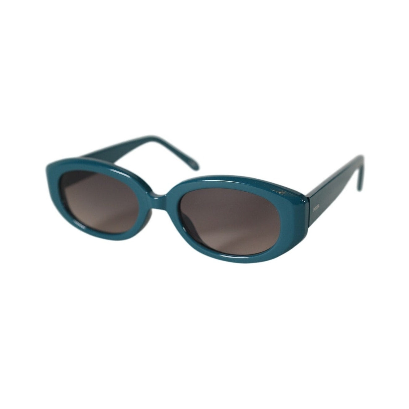 Fossil Slim Oval Cutoff Sunglasses - Teal Blue Green / Grey