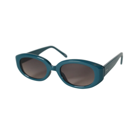 Fossil Slim Oval Cutoff Sunglasses - Teal Blue Green / Grey