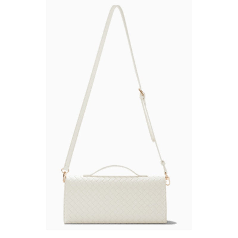 Few Moda East West Vegan Leather Clutch Bag with Crossbody Strap - Cream - NWT