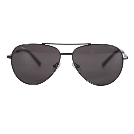 Chesterfield Mens Pilot Aviator Polarized Sunglasses - Matte Black/Black