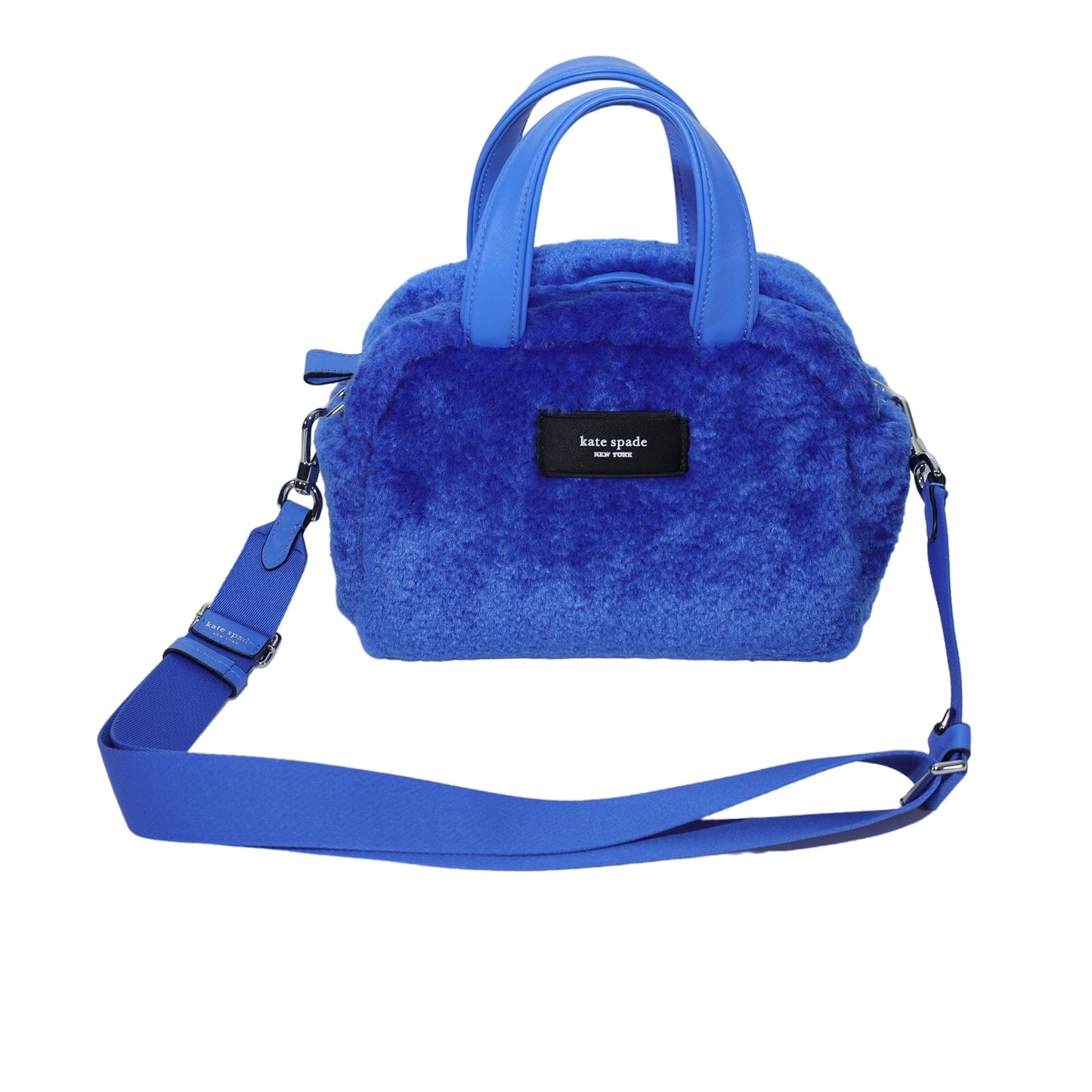 Kate Spade Apres Chic Faux Shearling Crossbody Satchel Bag - Fluorite Blue