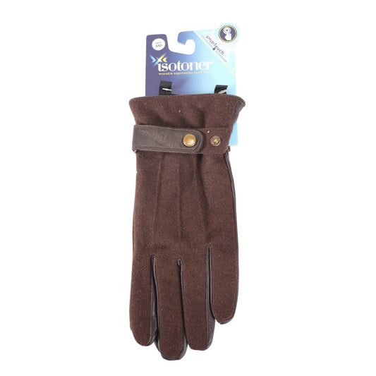 Isotoner Smartouch Lined Leather Men's Gloves - Size Medium - Saddle Brown