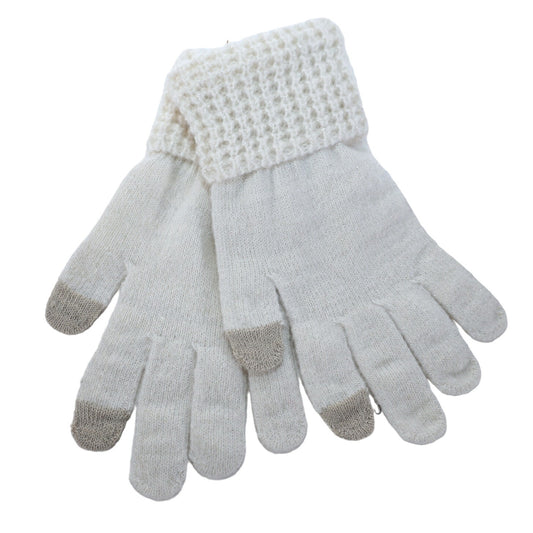 Style & Co Women’s Winter Knit Gloves – Glitter Ivory – Touchscreen Friendly