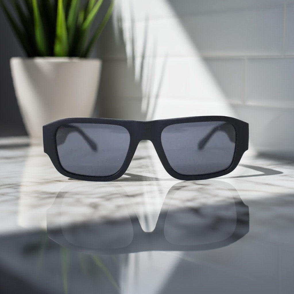 Quay Australia NIGHT CAP Rectangle Sunglasses–Matte Black/Black Polarized