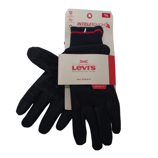 Levi's Mens Intelitouch Active Fit Winter Gloves - Mens Large - Black/Red