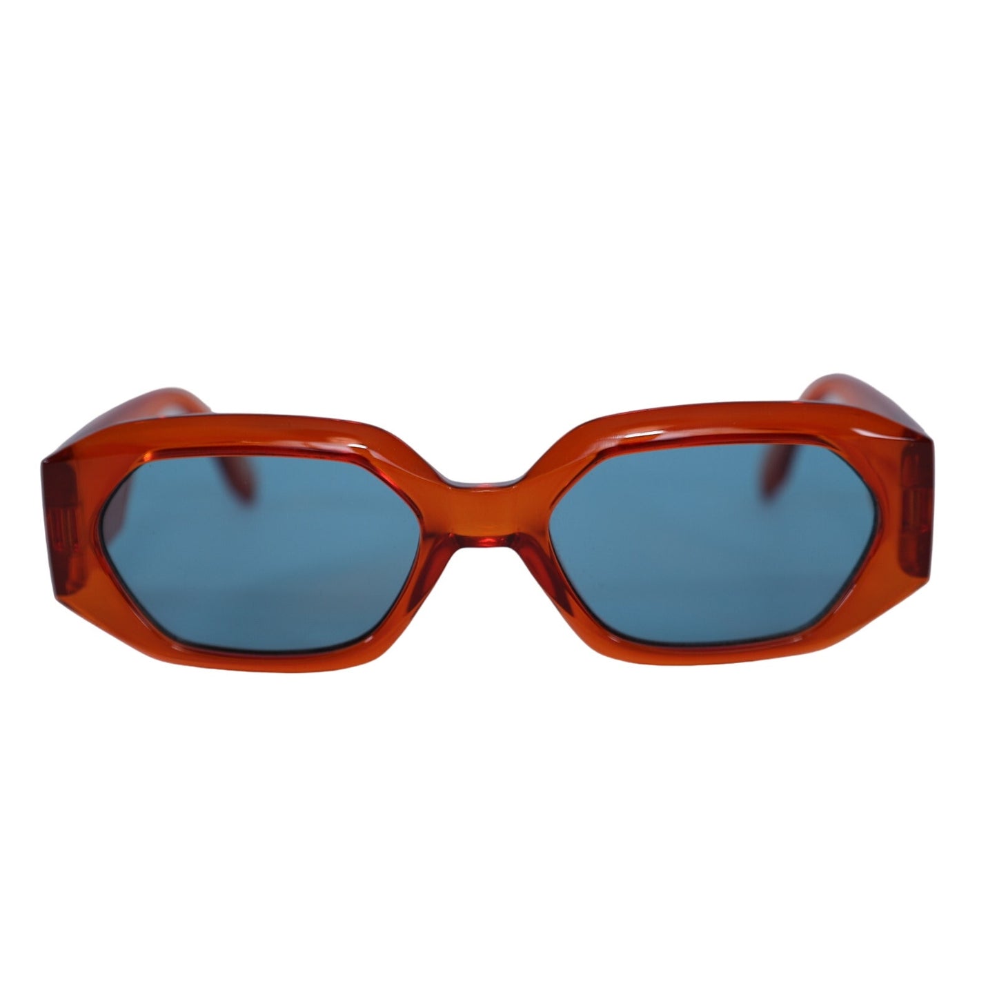 Le Specs Slaptrash Geometric Oval Sunglasses - Orange Soda / Aqua Blue