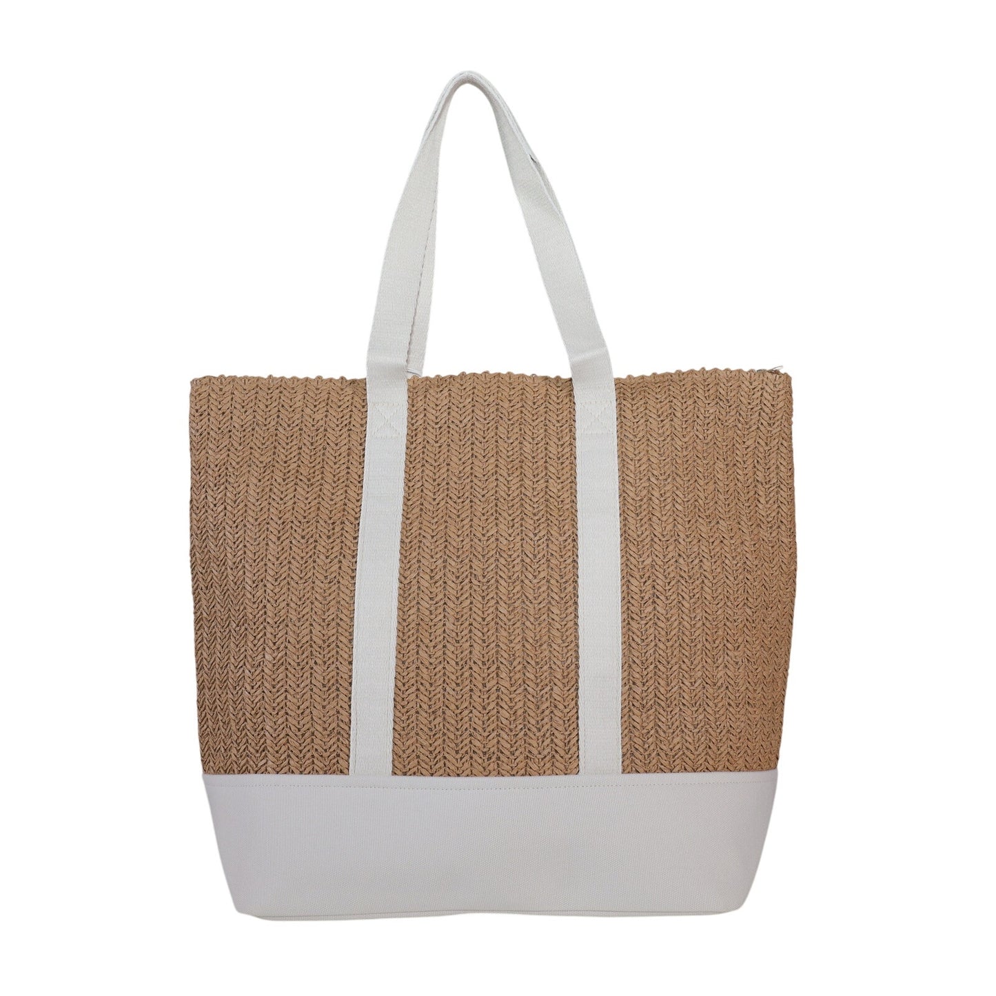 Show Me Your Mumu Sunseeker Straw Beach Tote Bag - Tan / White