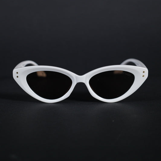 Steve Madden CHARY Narrow Cat Eye Sunglasses - White / Dark Brown