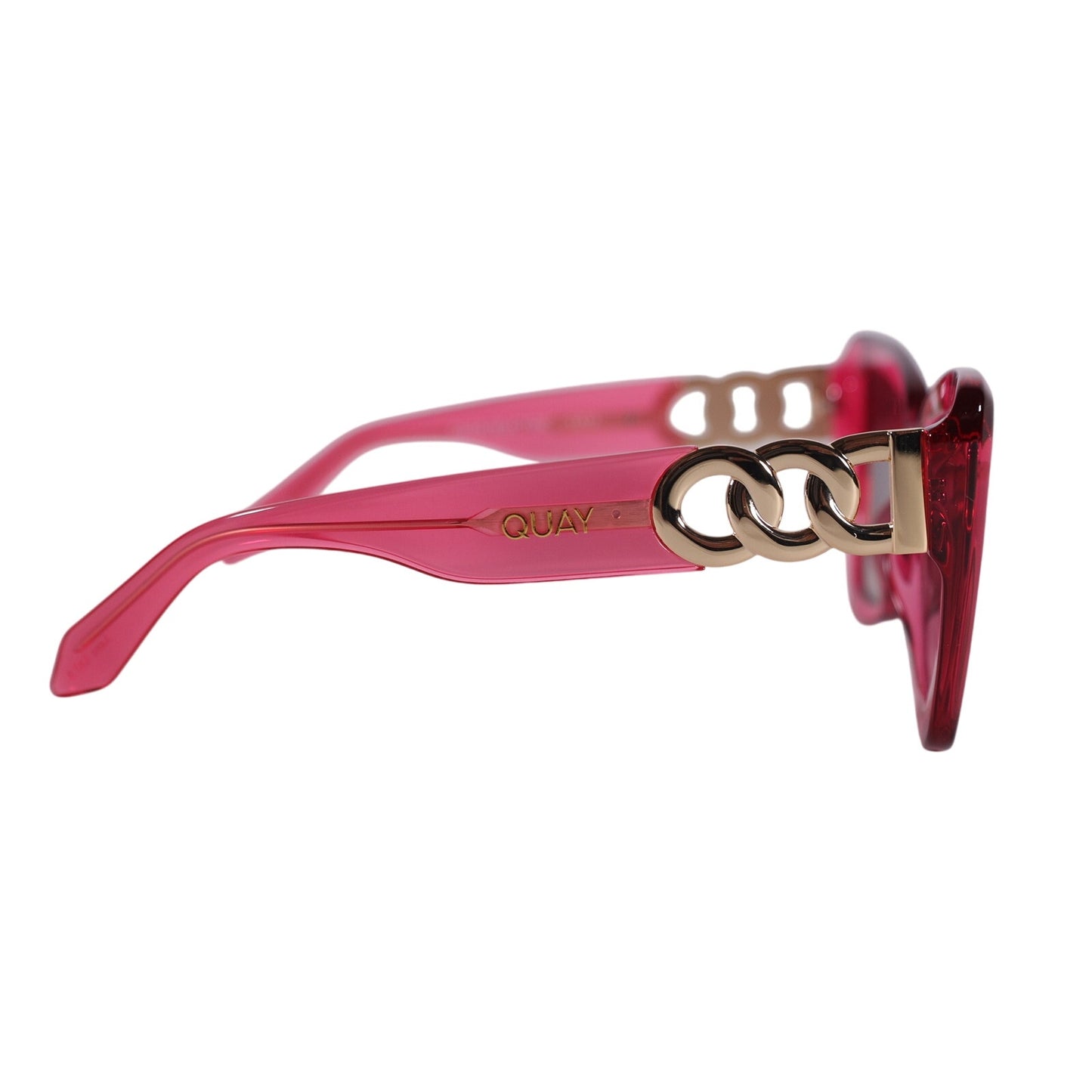 Quay Australia CHAIN REACTION Oversized Butterfly Sunglasses - Pink / Brown