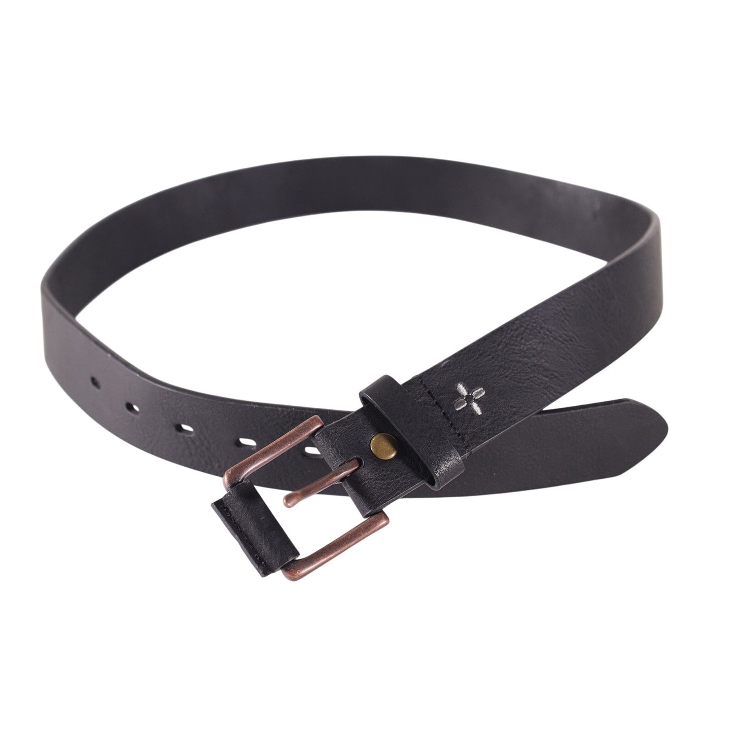 Sun + Stone Men's Black Leather Belt with Copper Buckle - Small 30/32