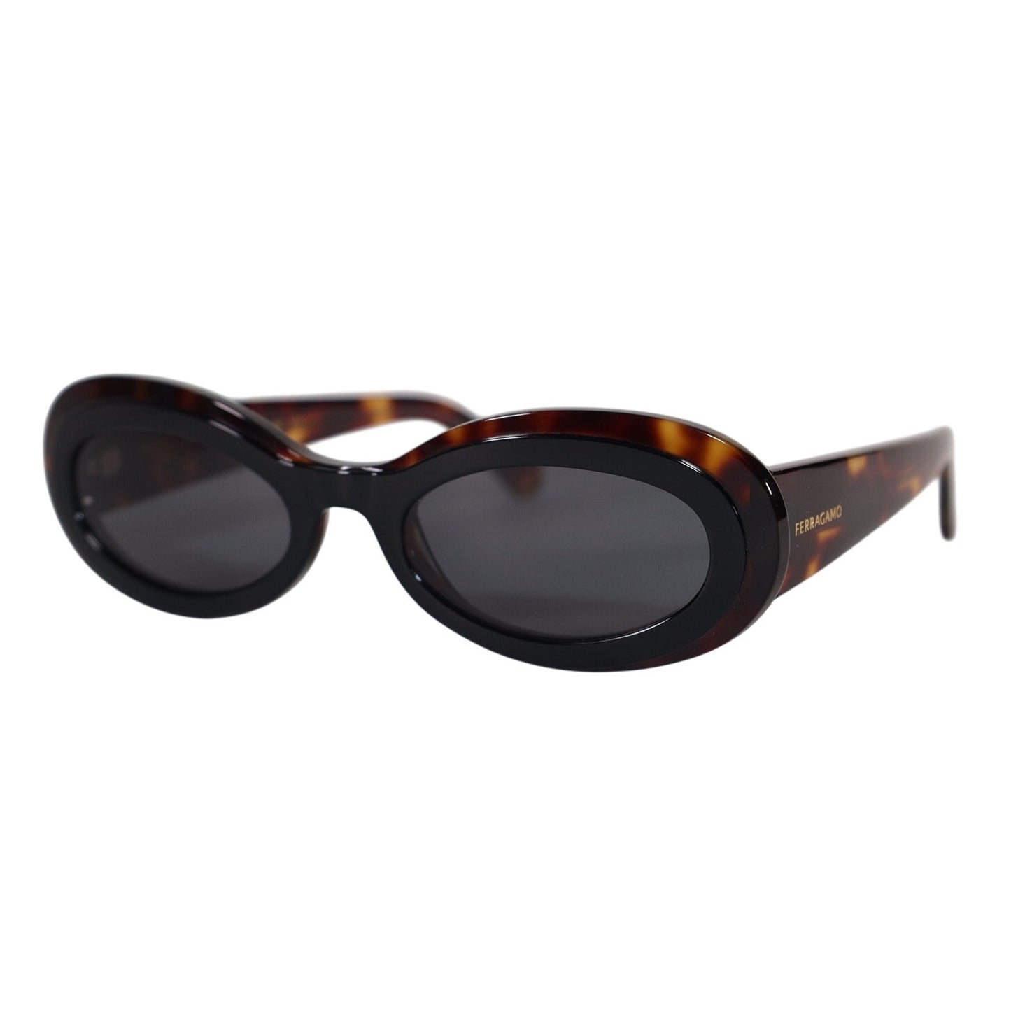 Ferragamo Narrow Oval Womens Sunglasses - Havana / Dark Grey