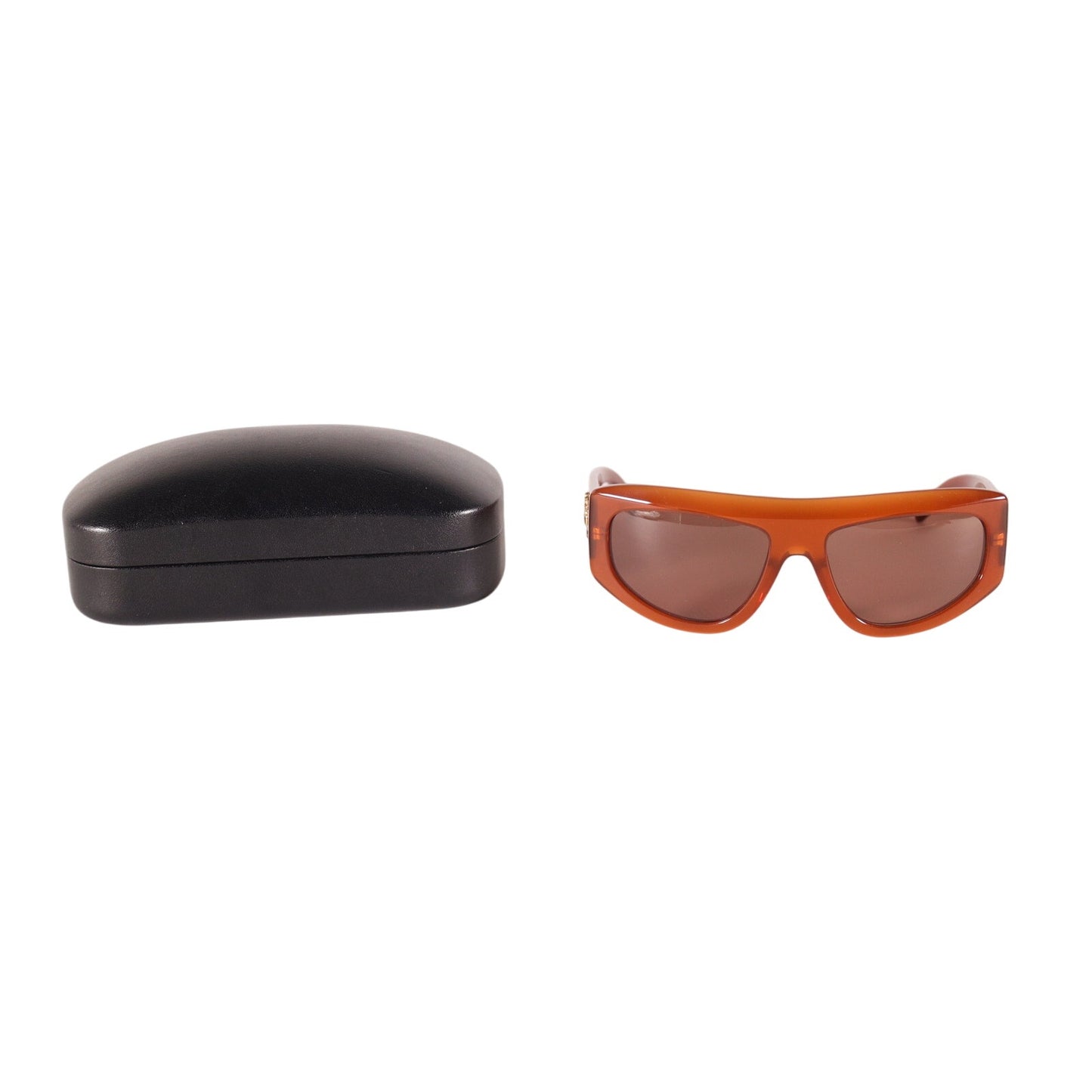 MCM Wraparound Rectangle Sunglasses - Shiny Light Brown / Brown