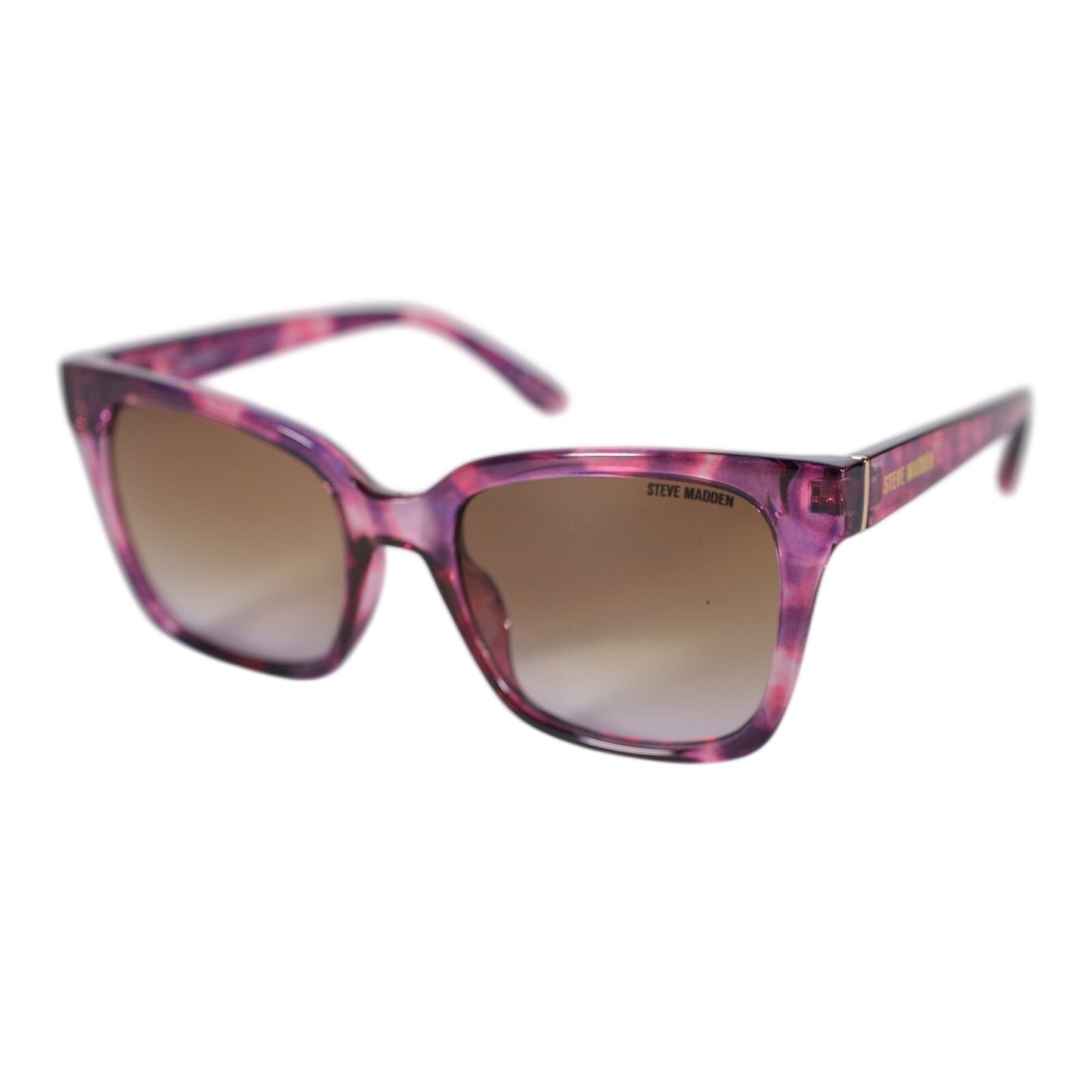 Steve Madden DELEGRO Square Women’s Sunglasses – Pink Purple Tortoise / Brown