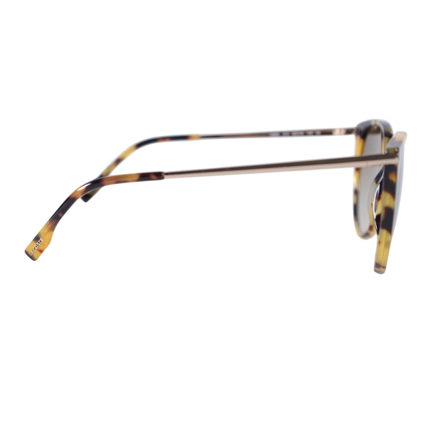 Lacoste Round Oval Oversized Women's Sunglasses - Yellow Havana / Brown