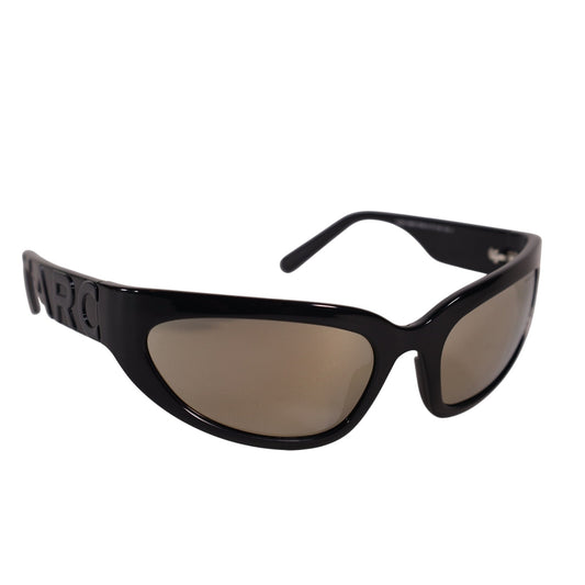 Marc Jacobs Narrow Wraparound Sunglasses - Black / Gold Mirrored