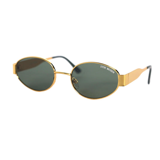 Steve Madden MYSTIE Narrow Oval Sunglasses - Gold / Green