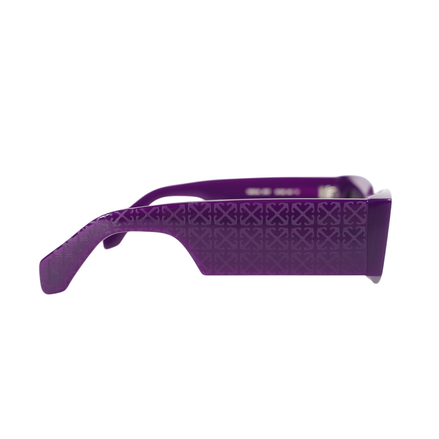Off-White CARY Narrow Rectangle Sunglasses – Shiny Purple / Dark Gray