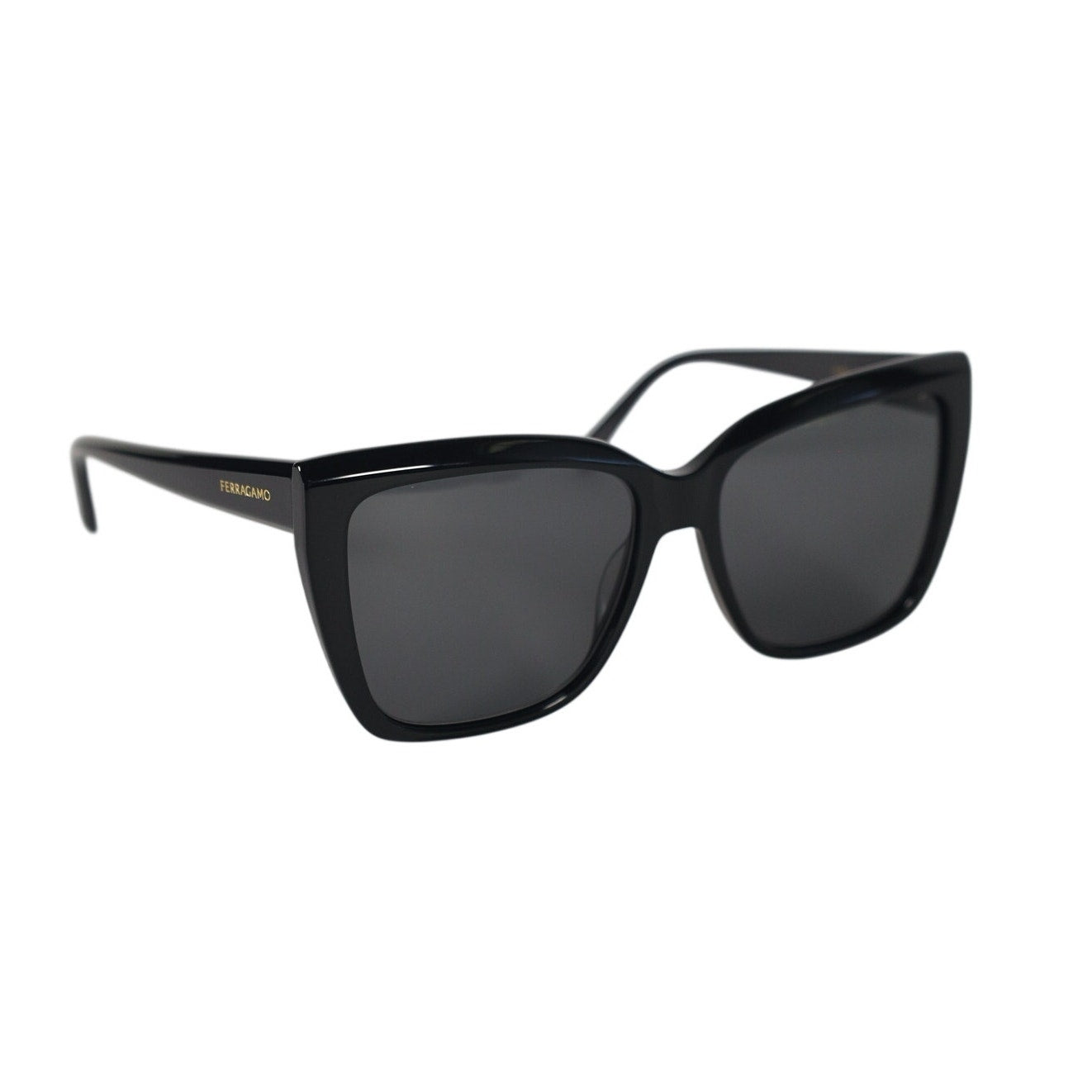 Salvatore Ferragamo Oversized Square Cat Eye Women's Sunglasses - Black / Grey