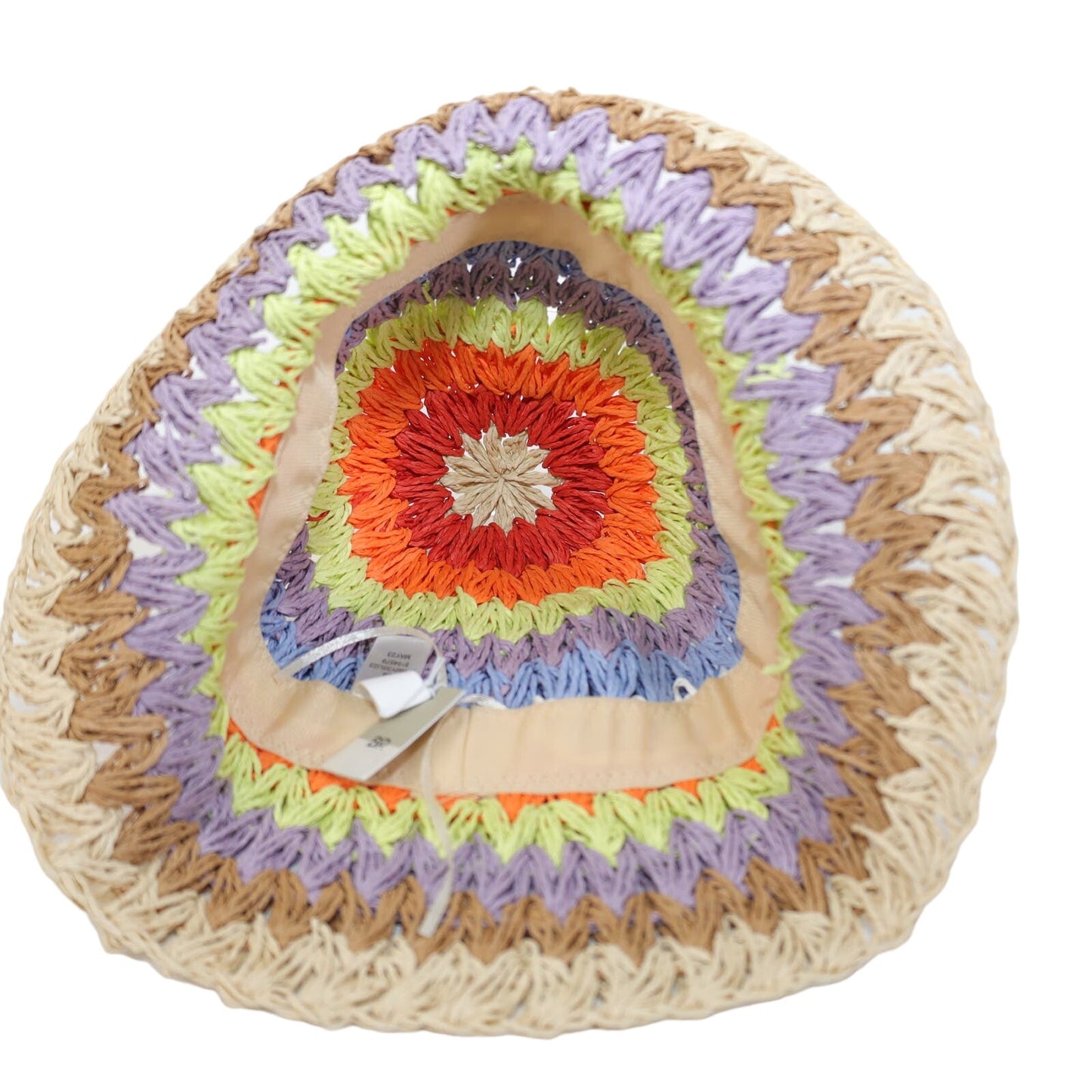 BP Rainbow Stripe Straw Crochet Bucket Hat - Festival Vibes - Boho Summer