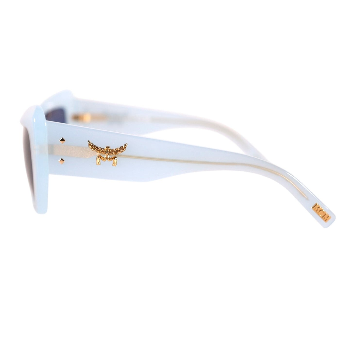 MCM Wraparound Rectangle Sunglasses - Shiny Light Blue / Smoke