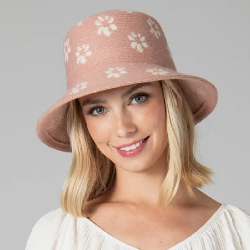 San Diego Hat Rose Wilder Wool Bucket Hat - One Size - Blush Pink