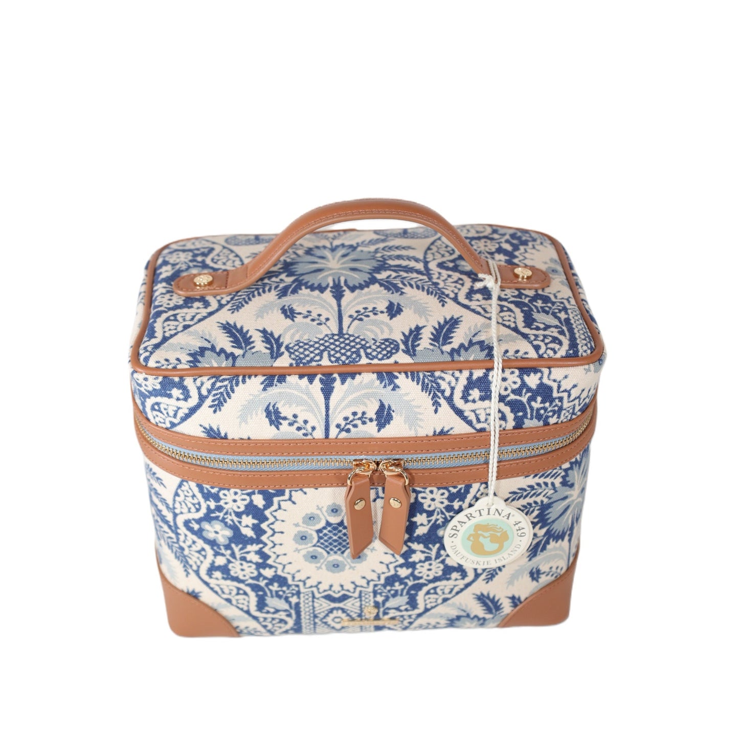 Spartina 449 Travel Accessory Train Case - Peeples Song Park Palms - Blue