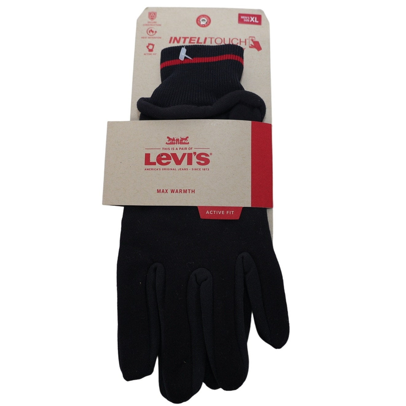 Levi's Mens Intelitouch Active Fit Winter Gloves - Mens XL - Black/Red