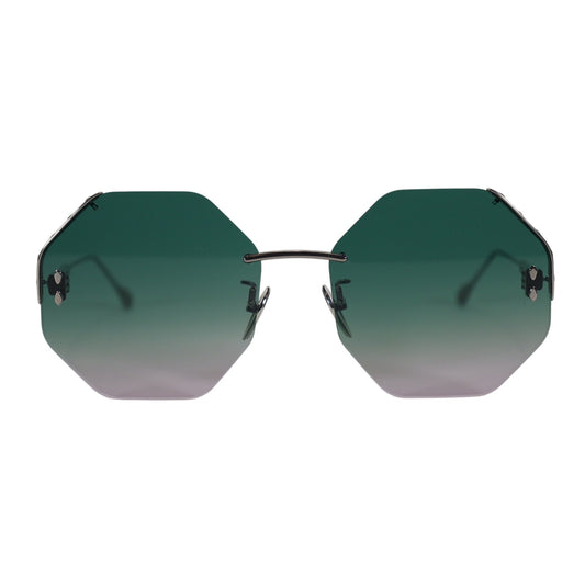 Isabel Marant Geometric Octagon Sunglasses – Green/Pink Gradient