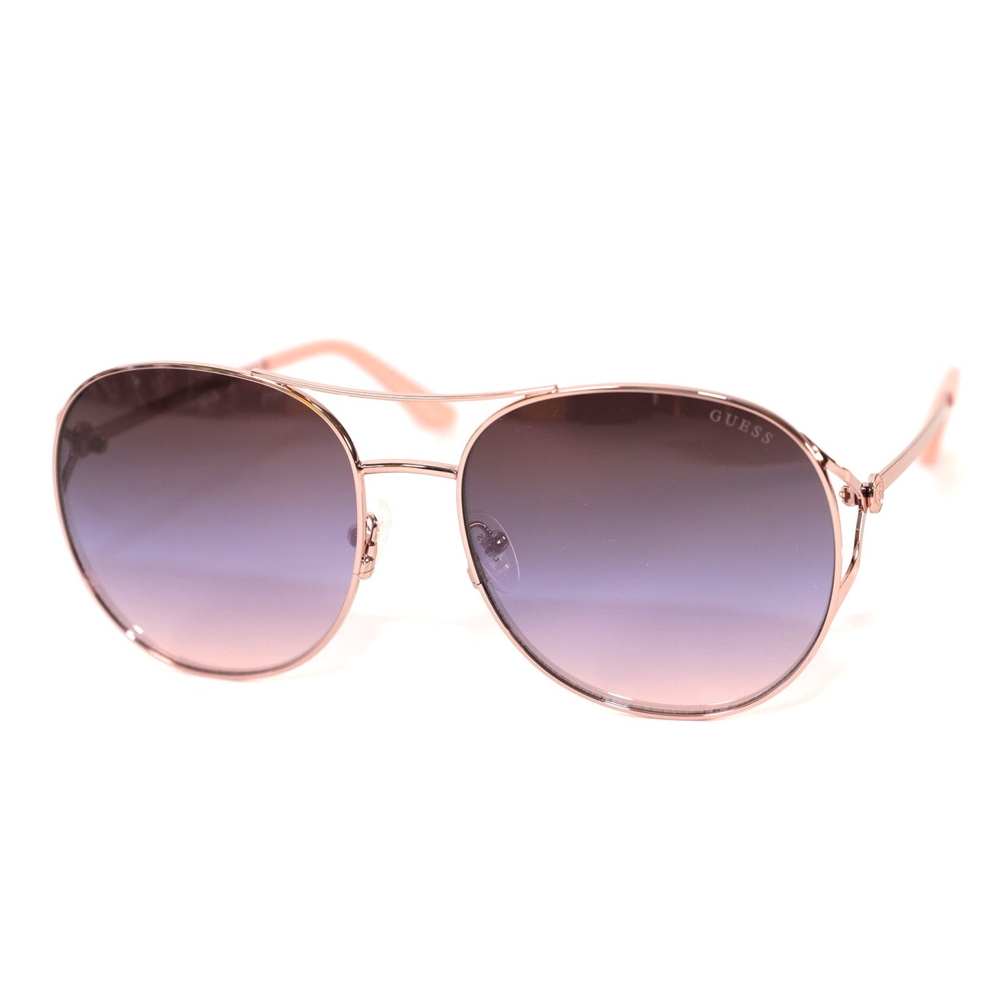 Guess Womens Round Aviator Sunglasses - Rose Gold / Smoke Mirror