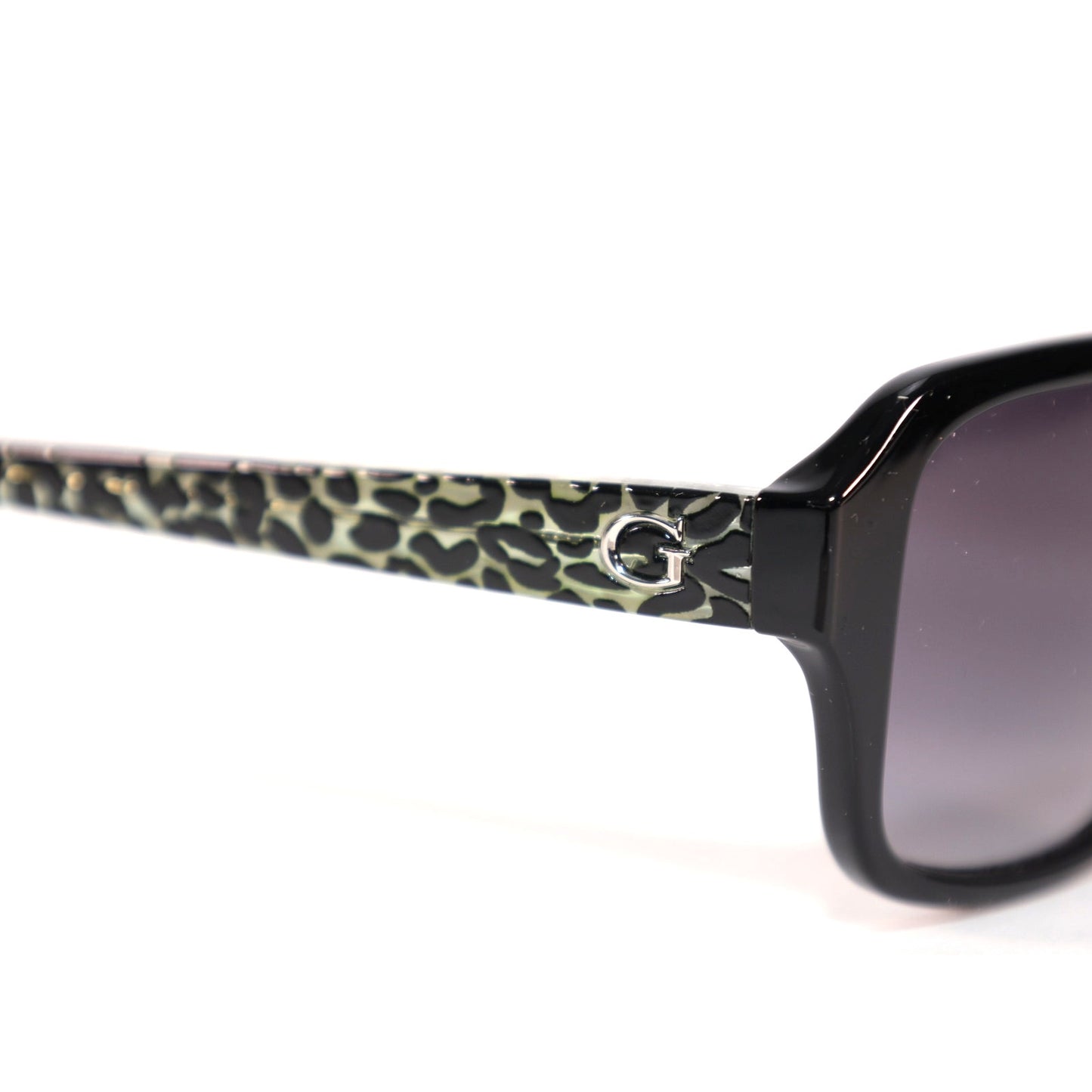 Guess Rectangle Womens Sunglassees - Black-White/Gradient Smoke