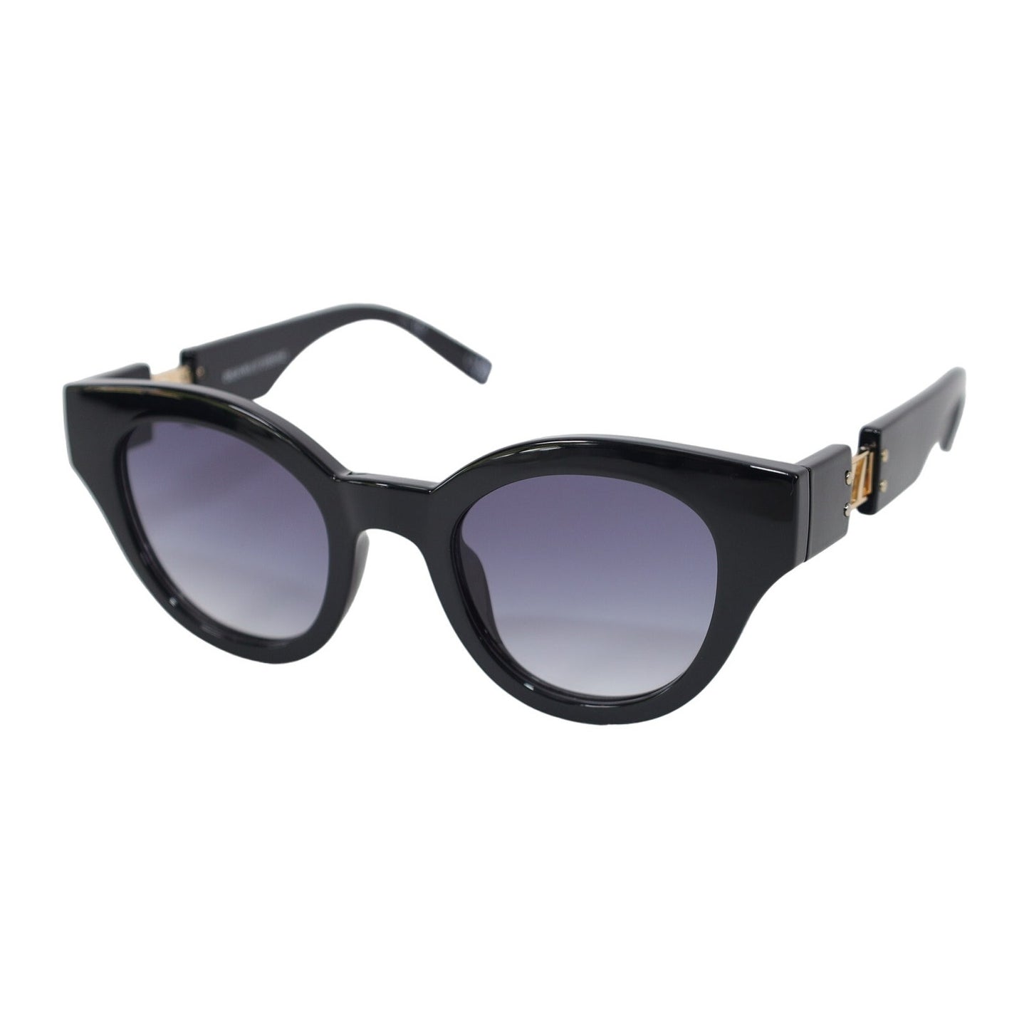 Le Specs Deja Nu Round Womens Sunglasses - Shiny Black / Grey