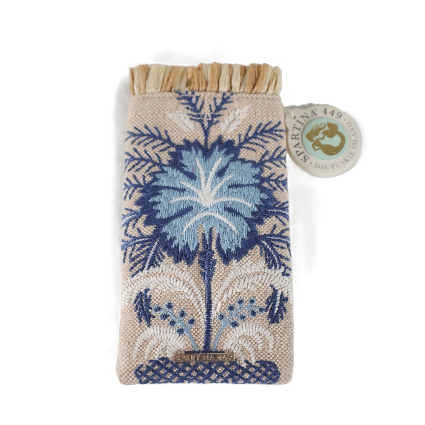 Spartina 449 Canvas Embroidered Sunglass Case - Peeples Song Palms - Blue