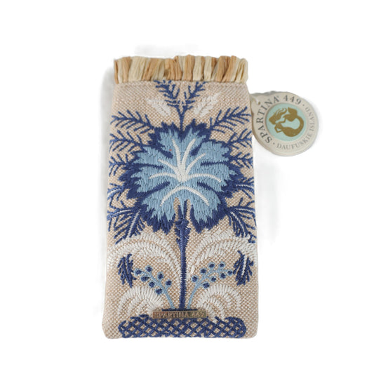 Spartina 449 Canvas Embroidered Sunglass Case - Peeples Song Palms - Blue