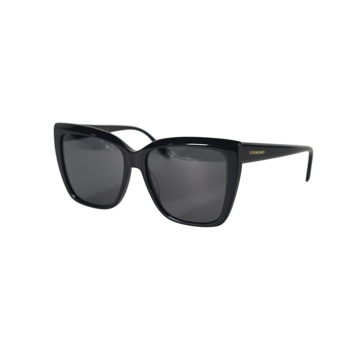 Salvatore Ferragamo Oversized Square Cat Eye Women's Sunglasses - Black / Grey