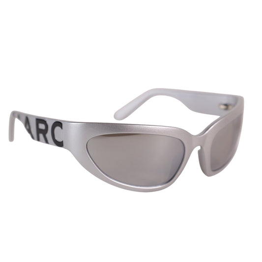 Marc Jacobs Narrow Wraparound Sunglasses - Silver / Silver Mirrored