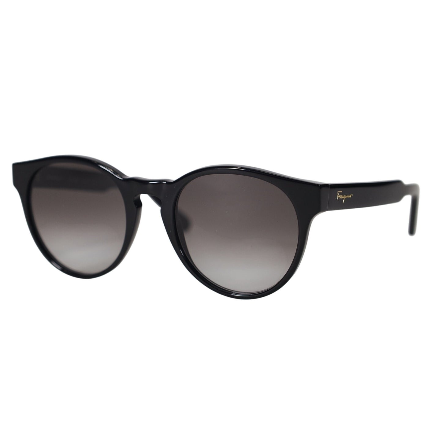 Salvatore Ferragamo Round Sunglasses - Shiny Black