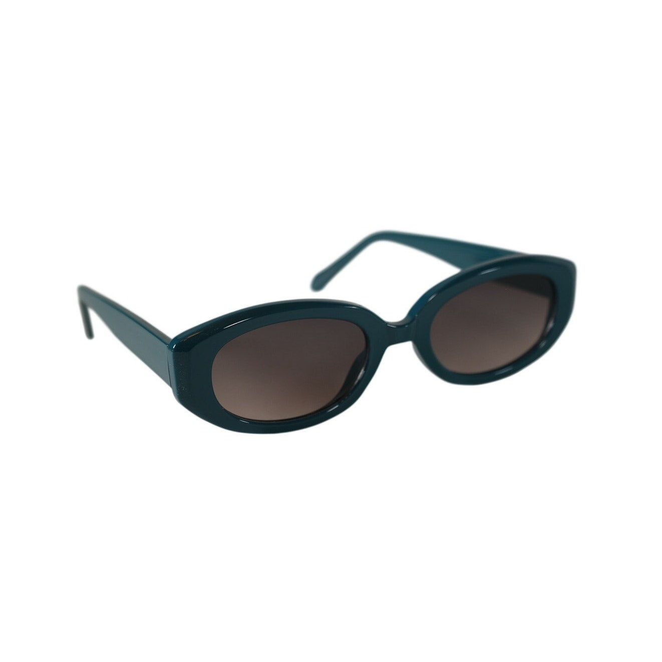 Fossil Slim Oval Cutoff Sunglasses - Teal Blue Green / Grey
