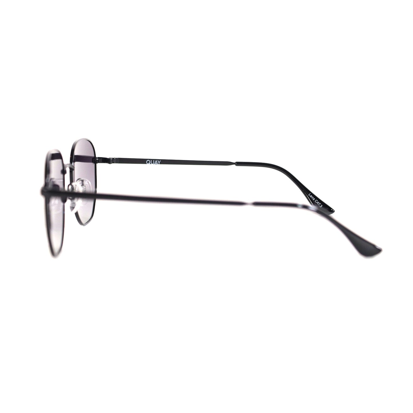 Quay Australia BIG TIME Round Polarized Sunglasses - Black / Smoke