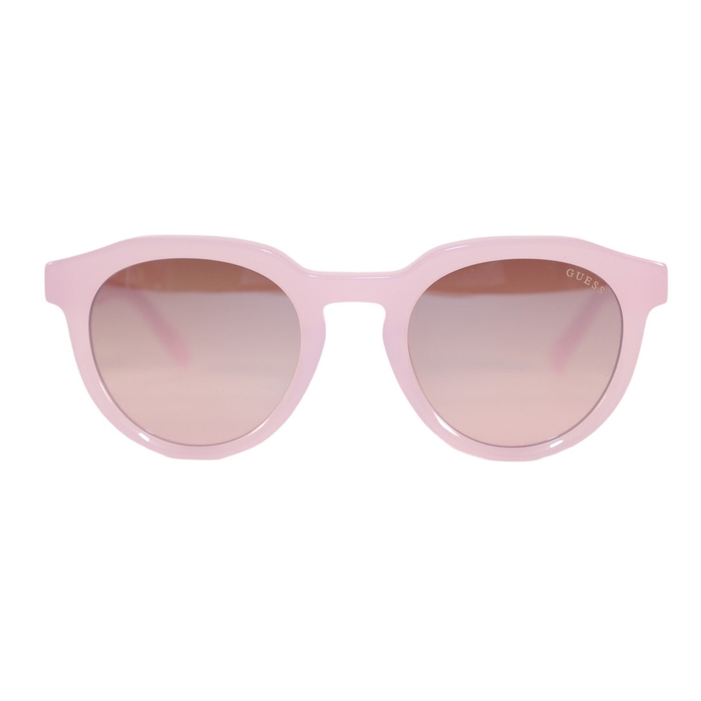 Guess Round Womens Sunglasses - Frosted Light Pink/Bordeaux Pink Mirror