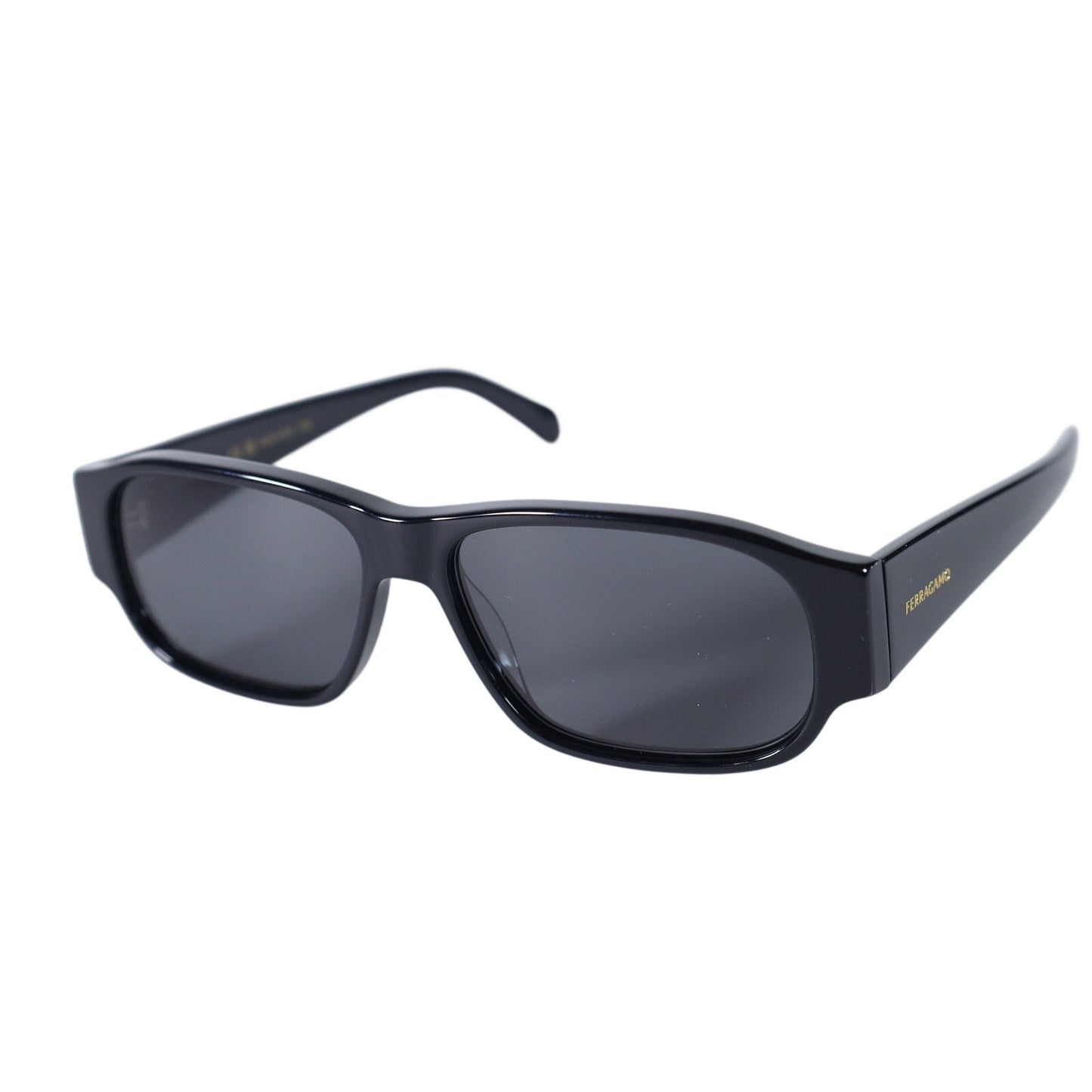 Salvatore Ferragamo Narrow Rectangle Mens Sunglasses - Black/Dark Grey